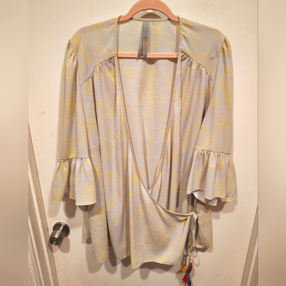 Melissa McCarthy 7 Seven Women's Artsy Chiffon Wrap Top Sz 2X-Boho Festival Wear - Picture 1 of 6